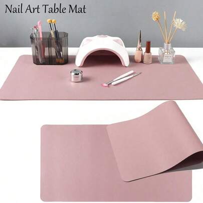 Coral Pink Manicure Desk Mat, Waterproof, Stain-Resistant, Durable, With Armrest Pad, Foldable, Suitable For Manicure Armrest, Nail Care Mat, Manicure Desk Mat, Multi-Purpose Beauty Tattoo Dental Surgical Towel, Waterproof Manicure Tools
