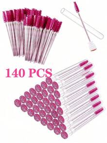 Waloshow 70-140pcs Bright Pink Disposable Mascara Brush Set - Waterproof, Fragrance-Free Eyelash Extension Brushes, Includes 20 Empty Brush Tubes And 50 Eyelash Brushes, Suitable For Makeup - Hot Pink - View 12