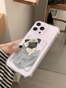 可爱口袋小狗卡夹手机壳适用于 16 Pro Max、 15 Pro Max、 14 Pro Max、 13 Pro Max、 12 Pro Max、 11 Pro Max、Redmi、OPPO、硅胶防摔全覆盖保护手机壳防水防震防刮