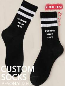 1 par de calcetines personalizados para barco, calcetines con foto personalizada, calcetines para parejas, calcetines con imagen personalizada, calcetines con impresión personalizada, calcetines divertidos con cara personalizada, calcetines con imagen personalizada, se puede imprimir cualquier cara en los calcetines, regalo de aniversario, regalo del Día de San Valentín, regalo de cumpleaños, regalo de boda, calcetines de otoño - Negro - Ver 4