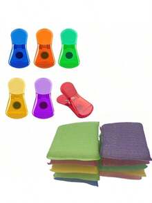 Essenciais de Armazenamento e Limpeza de Cozinha: Conjunto de 12 Clipes Portáteis para Vedação de Sacos de Lanche + Esponja/Esfregão para Lavar Louça, Utensílios de Armazenamento e Limpeza de Cozinha, Essenciais para Dormitório Escolar, Limpeza Doméstica, Limpeza de Cozinha, Limpeza para Festas