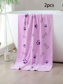 2 pièces/1 pièce Super douce serviette de séchage pour chien en microfibre, serviette de bain absorbante rapide pour toilettage des animaux de compagnie, convient aux petits et moyens chiens
