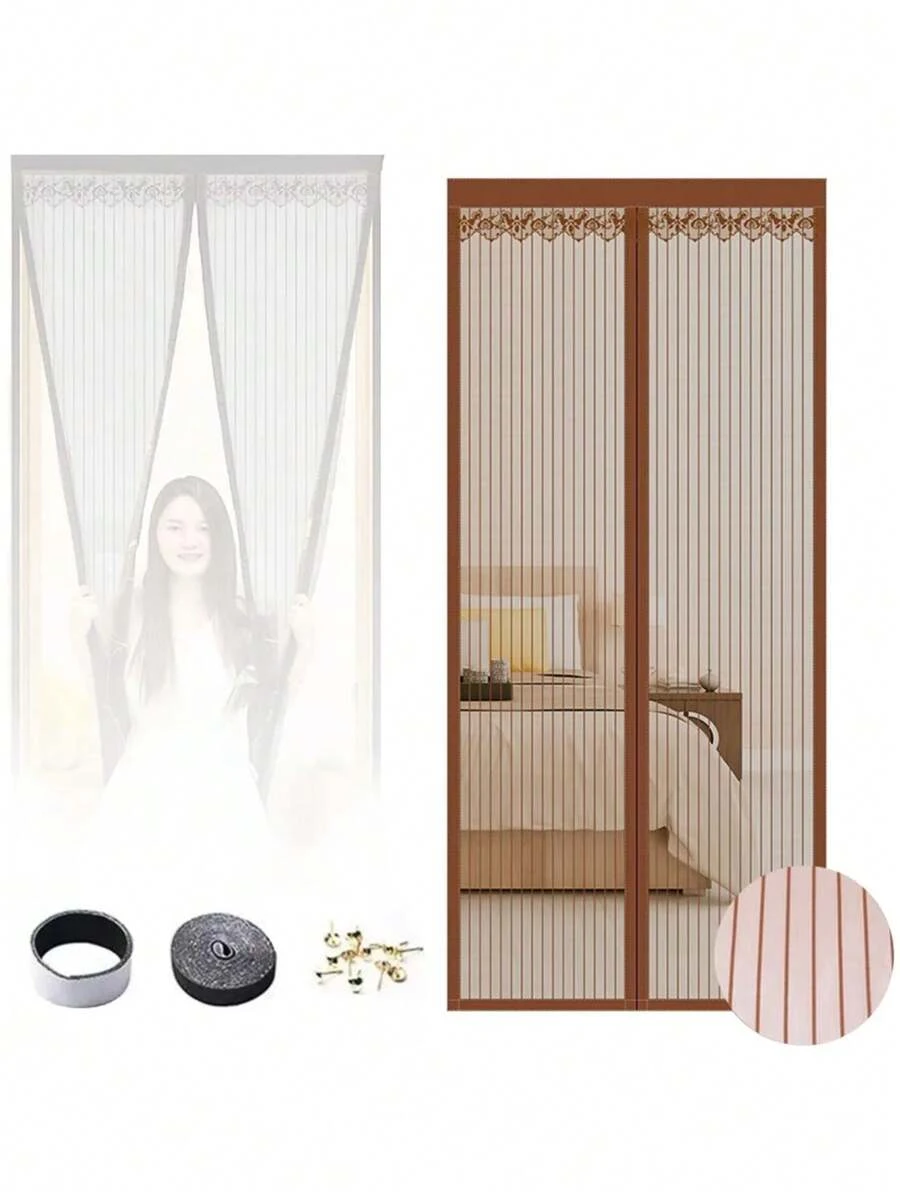 DeTODO Magnetic Screen Door, Anti-Mosquito Door Curtain, Magnetic Screen Door, With Super Fine Mesh To Let Fresh Air In, Closes Automatically, Easy To Install - Coffee Brown - View 1