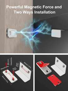 2pcs Powerful Magnetic Cabinet Locks - Invisible Strong Magnetic Attachment, No Drilling Installation, Easy Open - Suitable For Cabinets, Wardrobes, Sliding Doors - Home Decor Hardware, Convenient Installation, Compact & Efficient Design - 2pcs/Set, Silver - Multicolor - View 4