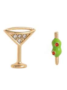 2 piezas Pendientes de cóctel, hamburguesa, amanecer de tequila, patatas fritas de moda exquisita y personalizada, chapado en oro de 18K, antioxidante, adecuado para uso diario casual, joyería para mujer - Multicolor - Ver 11