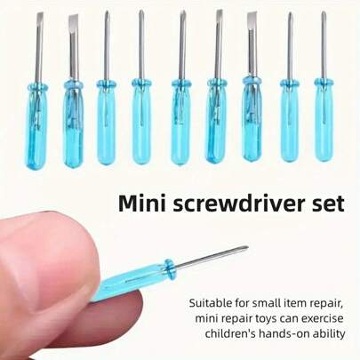 10-Piece Mini Screwdriver Set, Crystal Blue Handle, Metal Precision Tool, Suitable For Toy And Game Repair, No Electricity Needed, Perfect As A Holiday Gift