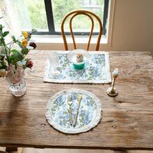 1/4/6 pièces Nappes de table en lin à franges, sets de table imprimés lavables, tapis de protection de surface, nappes de table d'intérieur et d'extérieur, convient pour les fêtes, la décoration de cuisine