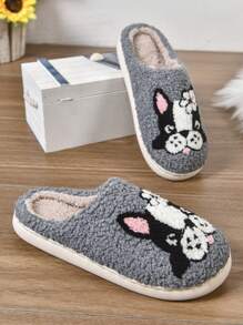 Men's Cartoon Couple Warm Slippers, Women's Indoor Spring Autumn Winter, Home Anti-Slip Thick-Sole Plush Fleece Winter Slippers