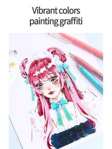 朗果162手持绘图笔 0.6mm 高颜值笔记笔 可叠色绘画涂鸦手持书写马克笔 覆盖力强 出墨均匀 适合日常送礼 - 常規款手帳筆 - 查看 3