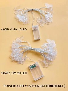 1pc 10/20 LED 1.5m/3m Plastic Transparent Butterfly Decoration Lights String, Indoor Decor Lights For Bedroom, Desk, Outdoor Wedding, Holiday, Party, Mother's Day, Battery Powered - Clear - View 11