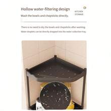 1pc Black Corner Shelf Rack, Stainless Steel Spice Rack, Wall Mount Triangle Storage Stand For Kitchen - Multicolor - View 10