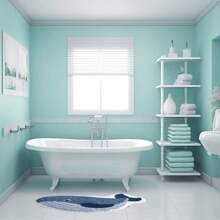 سجادة حمام من الصوف الاصطناعي القابلة للغسل بشكل حوت جميل مانعة للانزلاق، مناسبة للغرفة المعيشية والنوم وغرفة الغسيل والمدخل والحمام - ماصة للماء جيدة، مانعة للانزلاق، قابلة للغسل في الغسالة، سجادة صوف اصطناعي مستطيلة بنمط شبكة العنكبوت، مثالية لديكور الحمام أو غرفة النوم أو المطبخ