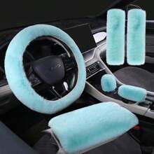 冬季兔子毛绒汽车方向盘套弹力把套手刹把套车内用品内饰