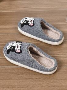 Men's Cartoon Couple Warm Slippers, Women's Indoor Spring Autumn Winter, Home Anti-Slip Thick-Sole Plush Fleece Winter Slippers