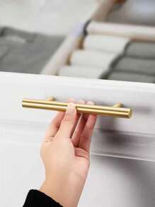 4件金色橱柜拉手不锈钢厨房抽屉拉手门把手和旋钮浴室卧室家具橱柜把手 - 金色 - 查看 7