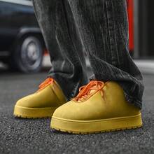 欧洲站品牌面包鞋男士小众设计低帮休闲鞋2025新款时尚百搭厚底运动鞋韩版复古嘻哈风厚底黄鞋青年石膏靴大码45 46 - 卡其色 - 查看 9