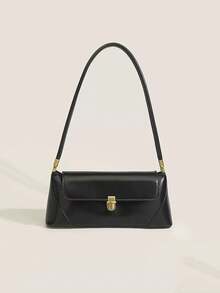 Fashionable Square Bag, High-Quality Solid Color Work/Commute Bag, Casual Versatile Business Women Handbag - Black - View 7