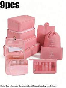 9 Peças Conjunto de Organizadores de Viagem, Bolsas de Armazenamento com Zíper de Grande Capacidade para Roupas, Sapatos, Cosméticos, Cubos de Embalagem de Bagagem Portáteis, Bolsa de Viagem Dobrável, Bolsa de Academia, Bolsa de Roupas Sujas