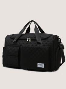 可折叠便携式旅行行李袋，轻便可折叠，干湿分离，独立鞋隔层，大容量，多口袋，非常适合一日游、过夜、医院包、书包、海滩旅行或度假包，适用于学校配件学校用品 - 黑色 - 查看 12