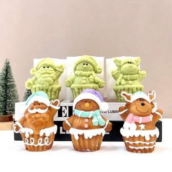 New Gingerbread Style Santa Claus, Snowman, Reindeer Silicone Molds, DIY Christmas Gift Molds Suitable For Epoxy Resin, Scented Candles, Plaster, Cement, Polymer Clay And Other Materials To Make Christmas Home Decor, Handmade Silicone Molds, Resin Candle Making Molds, Craft Supplies, 3D Molds