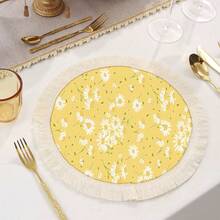 1/4/6 pièces Nappes de table en lin à franges, sets de table imprimés lavables, tapis de protection de surface, nappes de table d'intérieur et d'extérieur, convient pour les fêtes, la décoration de cuisine