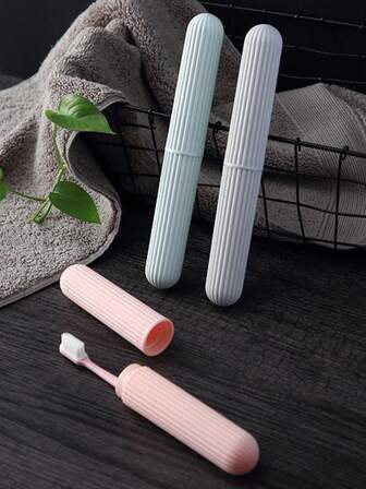 1 件便携式旅行牙刷和牙膏盒（带盖）