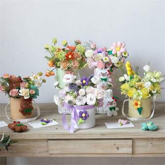 Cubo de regalo con flor blanca, cubo de arreglo floral de decoración del hogar con tapa, para enviar a amigos, maestros, familia, novias, Día de San Valentín de novias, Día del Maestro, regalos de vacaciones de Navidad
