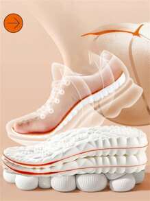 4D乳胶运动鞋垫，橙色，柔软高弹，跑步鞋鞋底足弓支撑垫，男女通用，1双装，适用于运动鞋、雪地靴、休闲鞋、白色男女鞋 - 橘色 - 查看 4