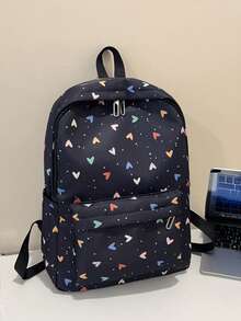 Butterfly Pattern Minimalist Versatile Large Capacity Student Backpack Dots , Polka Dot - Black - View 1