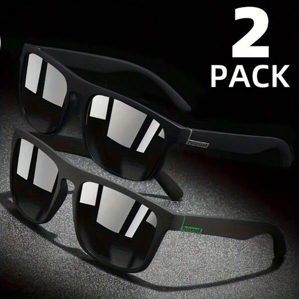 2 Pairs Classic Square Fashion Eyeglasses, Unisex Couples Style, Suitable For Outdoor Sports, Party, Travel, Driving, Fishing, Photography, Valentine's Day Gift