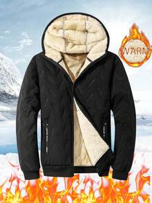 Winter New Outdoor Sports Cotton Jacket Men's Casual Hooded Top Hooded Thick Jacket,Fleece - Black - View 2
