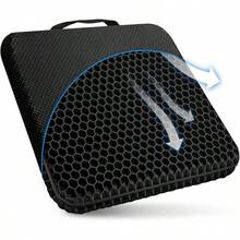 Gel Seat Cushion For Long Sitting Double Thick Gel Seat Cushion Breathable Honeycomb Chair Cushion With NonSlip Cover For Office Chair Car Wheelchair Long Trips Relief Sciatica Pain - màu đen - Xem 1