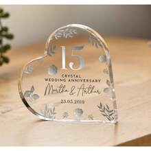 Personalised Floral Wedding Anniversary Gift, Diamond Anniversary Plaque, Anniversary Gifts, Anniversary Gift For Husband Wife Parents, Floral Anniversary Plaque, Anniversary,Heart-Shaped Acrylic Plaque Custom Keepsake With Names Date Mum Dad,Heart-Shaped Acrylic Plaque Custom Keepsake With Names Date Elegant Floral