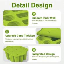 EOPSilicone Popsicle Molds Ice Pop Cream Mold Popsicle Molds With Sticks Ice Popsicle MakerBPA Free With 50 Sticks 50 Bags 50 Tie Wraps Brush And Funnel Green 9 Cavities - 綠色 - 查看 4