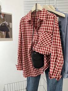 Women's Casual Everyday Plaid Front Button Shirt