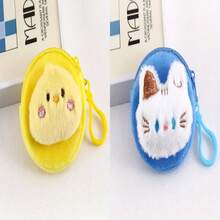 1/2 件卡通毛绒零钱包可爱迷你柔软动物零钱包收纳包学生便携耳机包，款式多样 - 适合派对 - 节日礼物 - 彩色 - 查看 16