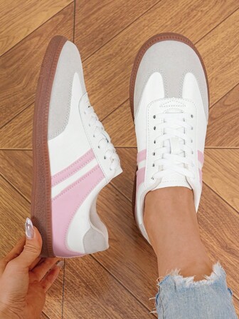 Women's Casual Flat Sneakers, Soft & Comfortable, Pink