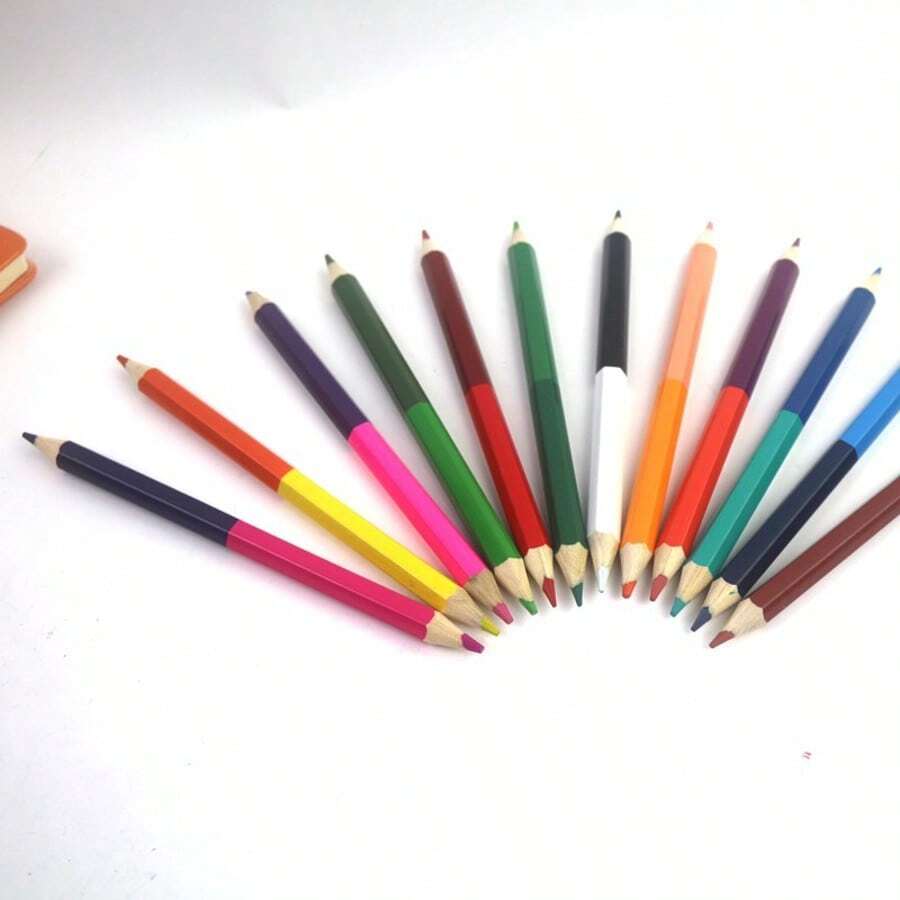 1pc Softened Poplar Birch HB Colored Drawing Double-Color Pencil Creative Stationery For Elementary School Students - Multicolor - View 1