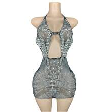 Ultra Kurzes Halterneck Kurzes Kleid Sexy Ausgeschnittenes Bodycon Mesh Transparentes Abendkleid Party Bankett Kleid Einteiler