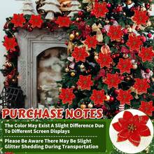 9/18/36 Stücke Weihnachts-Glitzer-Poinsettia-Blumen, künstliche Blumenornamente, Fake-Blumen-Dekorationen, glitzernde Poinsettia mit Clips für Weihnachtsbaum, Kränze, Feiertags-Heim-Party-Deko