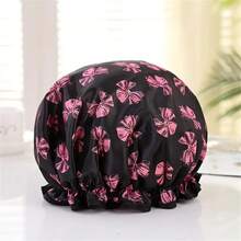 1pc High Quality Double-Layer Shower Cap With Floral And Polka Dot Print - Elegant Outer Layer And Premium Inner Lining, Fashionable Bathing Accessory For Men And Women, Suitable For Wet Environments | Elegant Shower Cap | Secure Fit Design, Shower Supplies (The Product May Have Slight Color Differences Due To Photography, Lighting, And Display, Please Refer To The Actual Item)