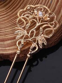 仿珍珠装饰发夹，优雅发饰，发夹发髻器，发髻发饰，发夹造型器，发饰，学生用品，珍珠发饰，婚礼用品，头部饰品 - 金色 - 查看 5