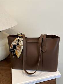 全新奢华图案百搭女士单肩托特包 - 棕色 - 查看 7