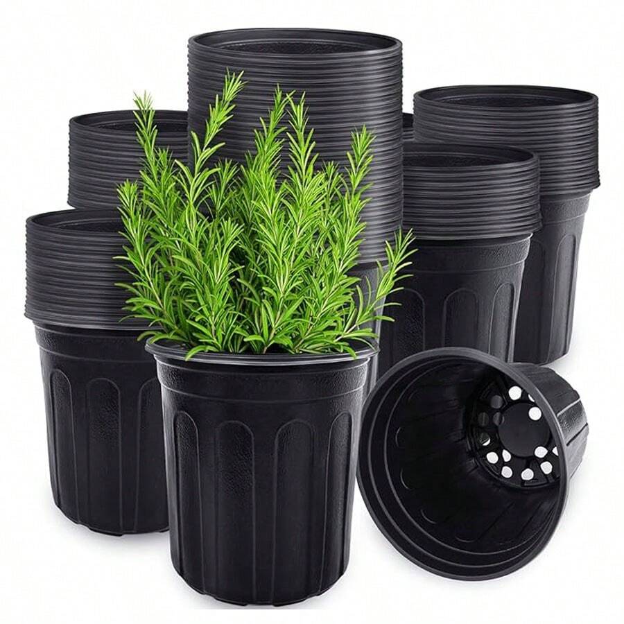 50个/包大号，100个/包小号花卉黑色塑料育苗杯，加厚设计，底部简易透气孔，排水均衡，不伤植物根系 - 彩色 - 查看 1