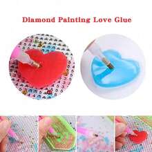 25 Pieces Heart-Shape 5D Diamond Painting Glue Clay Cross Stitch Embroidery Tool Point Drill Pen Sticking Art Drilling Mud Accessory  2.5X 2.5cm - 紅色 - 查看 6