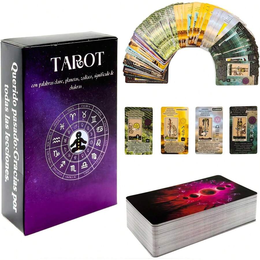 Tarot Rider Waite Para Principiantes, Cartas De Tarot En Español, Baraja Clásica De Tarot Con 78, Cartas Con Significado, Aprendizaje, Chakra, Planeta, Afirmación, Edición Española (1 PCS/2 PCS/3 PCS/4 PCS/5 PCS/6 PCS) - 1 pieza - Ver 1