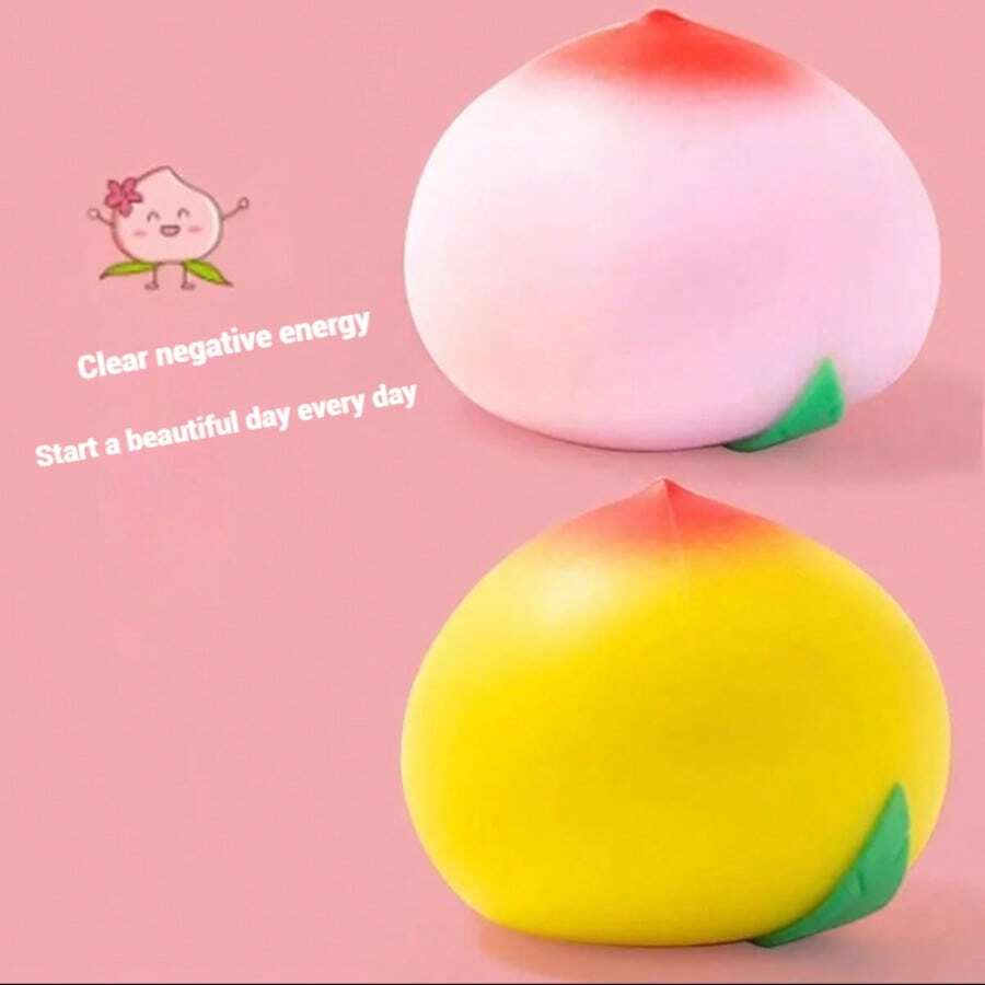 Pink Peach Squeeze Toy, Stress Relief Squishy Toy, TPR Slow Rebound Decompression Toy