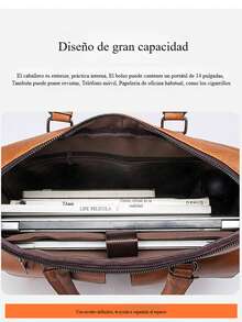 Maletines para hombre bolsos para portatil bolsas documentos negocios alta capacidad compartimentos organizador acolchado para laptop correa ajustable material resistente estilo ejecutivo funcional ideal para trabajo viajes reuniones envio rapido garantia - Negro - Ver 3