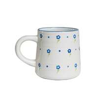 1pc 200ml/420ml Heart-Shaped Ceramic Mug, Simple & Elegant Circular Pattern Cup, Suitable For Cafe Latte, Milk, Yogurt, Oatmeal, Afternoon Tea, Couple Cup, Gift Back To School