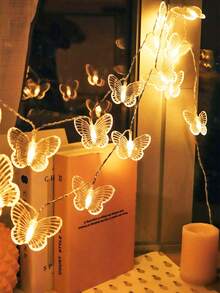 1pc 10/20 LED 1.5m/3m Plastic Transparent Butterfly Decoration Lights String, Indoor Decor Lights For Bedroom, Desk, Outdoor Wedding, Holiday, Party, Mother's Day, Battery Powered - Clear - View 4